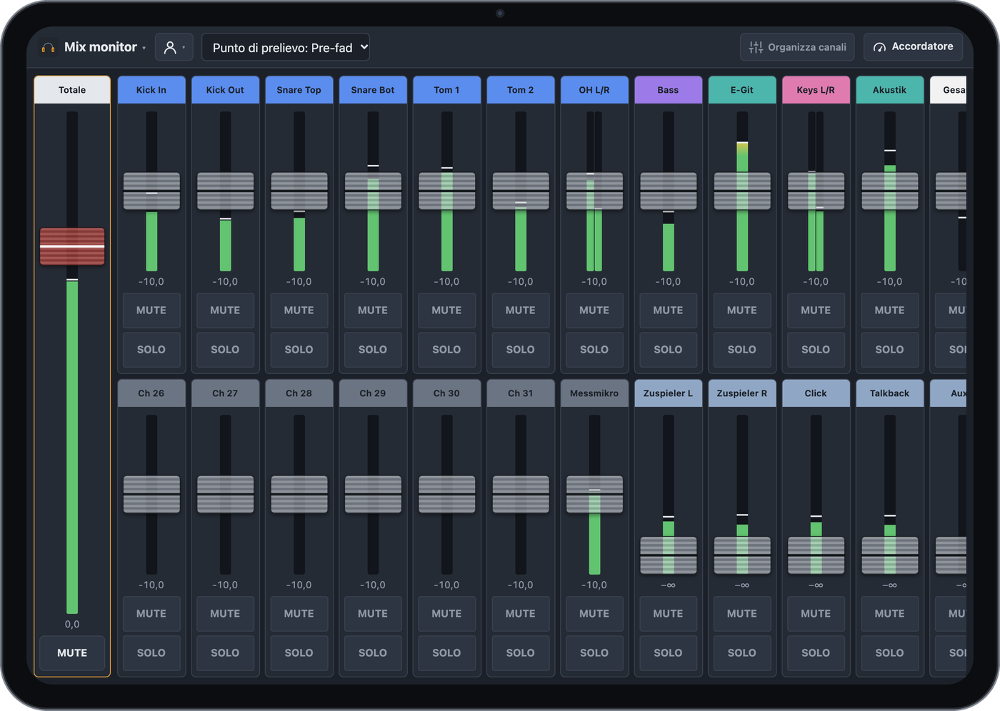 Mix monitor su un iPad